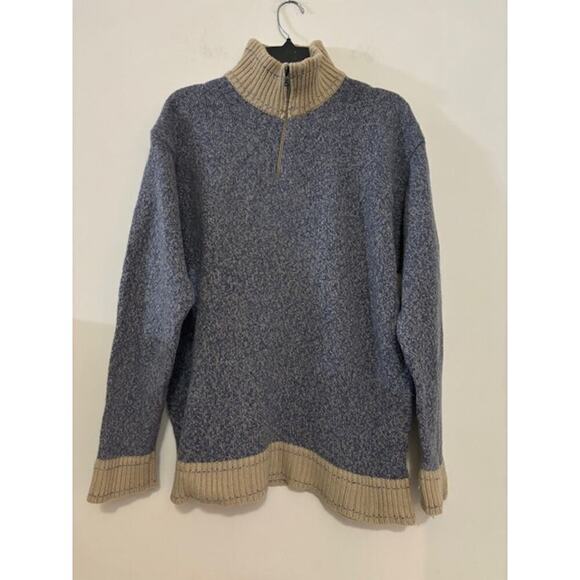 Castle of Ireland Wool Blend Sweater Pullover Quarter Zip Mens Size Large Preppy - Picture 1 of 9